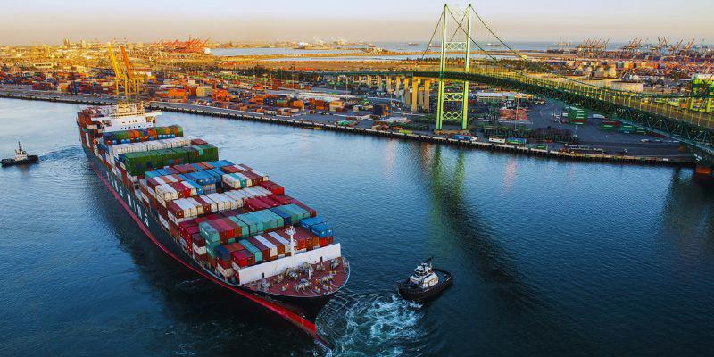 The Port of Los Angeles with container ship