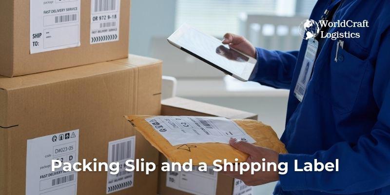 What is the difference between a packing slip and a shipping label?