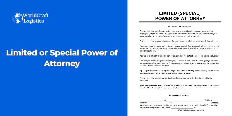Limited or Special Power of Attorney