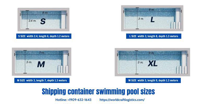 Shipping container swimming pool sizes