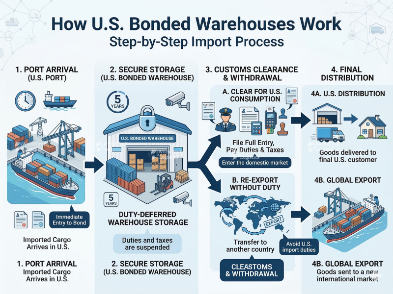 How US Bonded Warehouses Work – Import Process Infographic