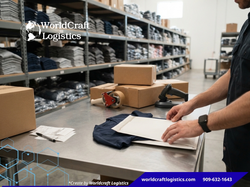 Pick and pack apparel fulfillment station in a clothing fulfillment center.jpg