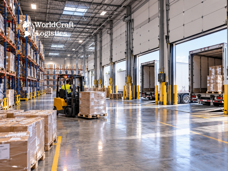 California 3PL warehouse with trailers at dock doors for full truckload service
