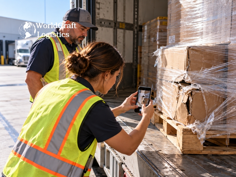 Inspecting and documenting freight damage for a cargo claim