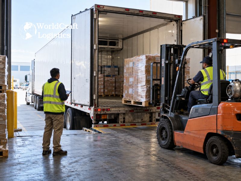 How reefer trucking works during refrigerated trailer loading at a warehouse.jpg