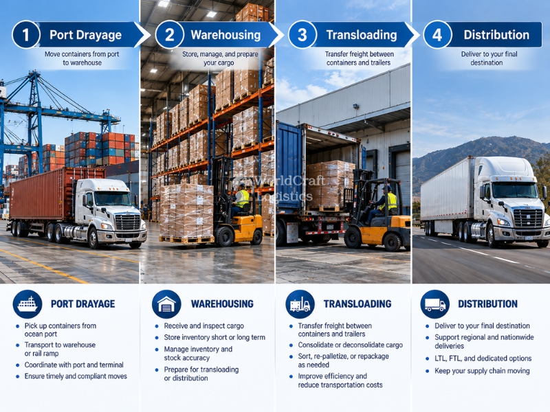 Dry van trucking in an end-to-end supply chain